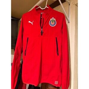 Puma Red Fleece Pullover with Club Deportivo Guadalajara Crest